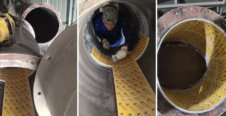 海南某混凝土有限公司机械设备装置耐磨陶瓷施工现场报告